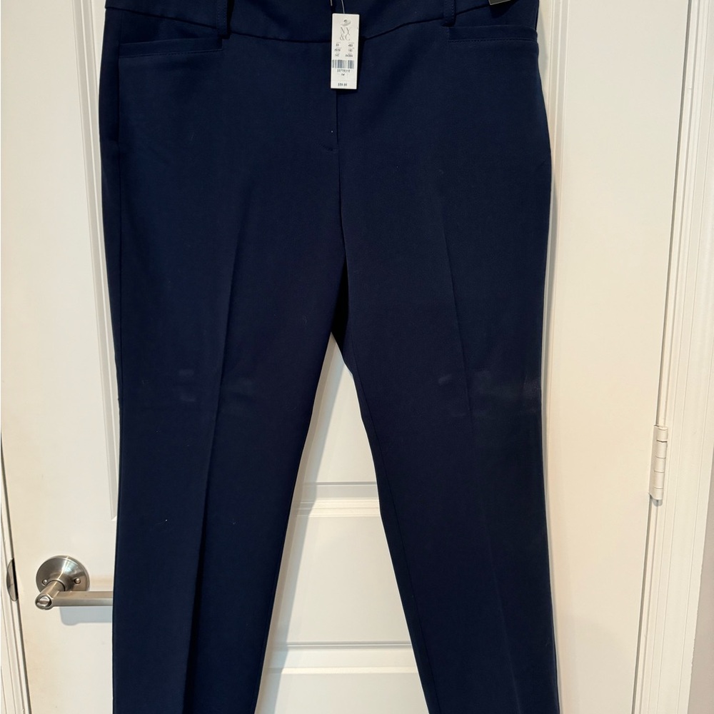 Navy Blue straight leg slacks in 14P from New York and Company
